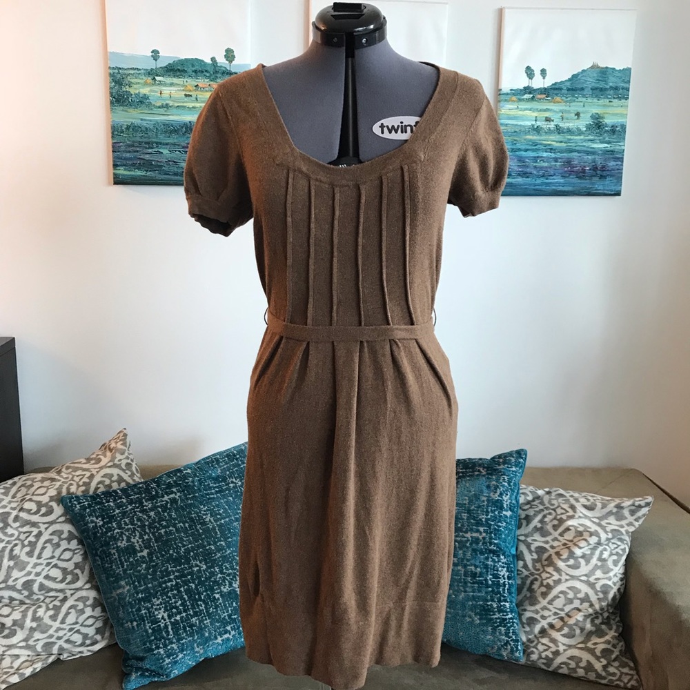 Brown cotton sweater knit dress S